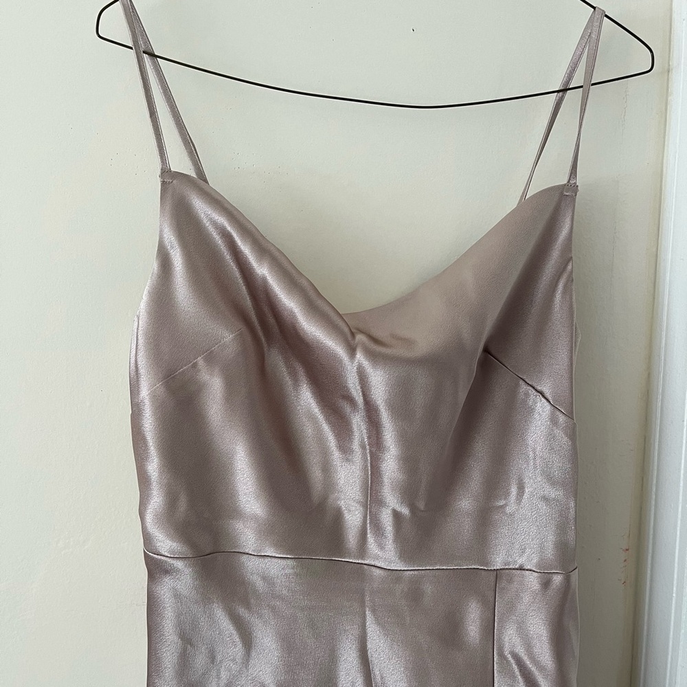 Birdy grey satin taupe lisa dress size small